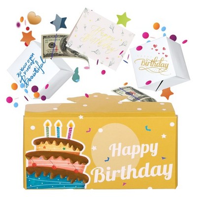 Surprise Gift Box Explosion Envelope, Pop Up Birthday Card with Confetti Whit...