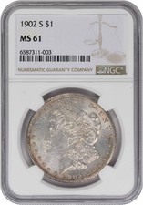 1902-S Morgan Silver Dollar MS61 NGC
