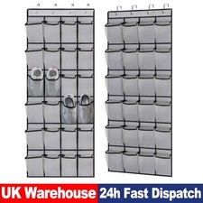24 Pocket Shoe Holder Organiser Over The Door Hanging Shelf Rack Storage Hook UK