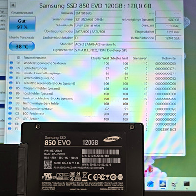 Samsung 850 EVO 120GB SSD 2,5 Zoll SATA III S.M.A.R.T. NCQ TRIM DevSleep