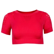 90 Degree by Reflex Women's Short Sleeve Crop Top In Raspberry Jam Size L NEW