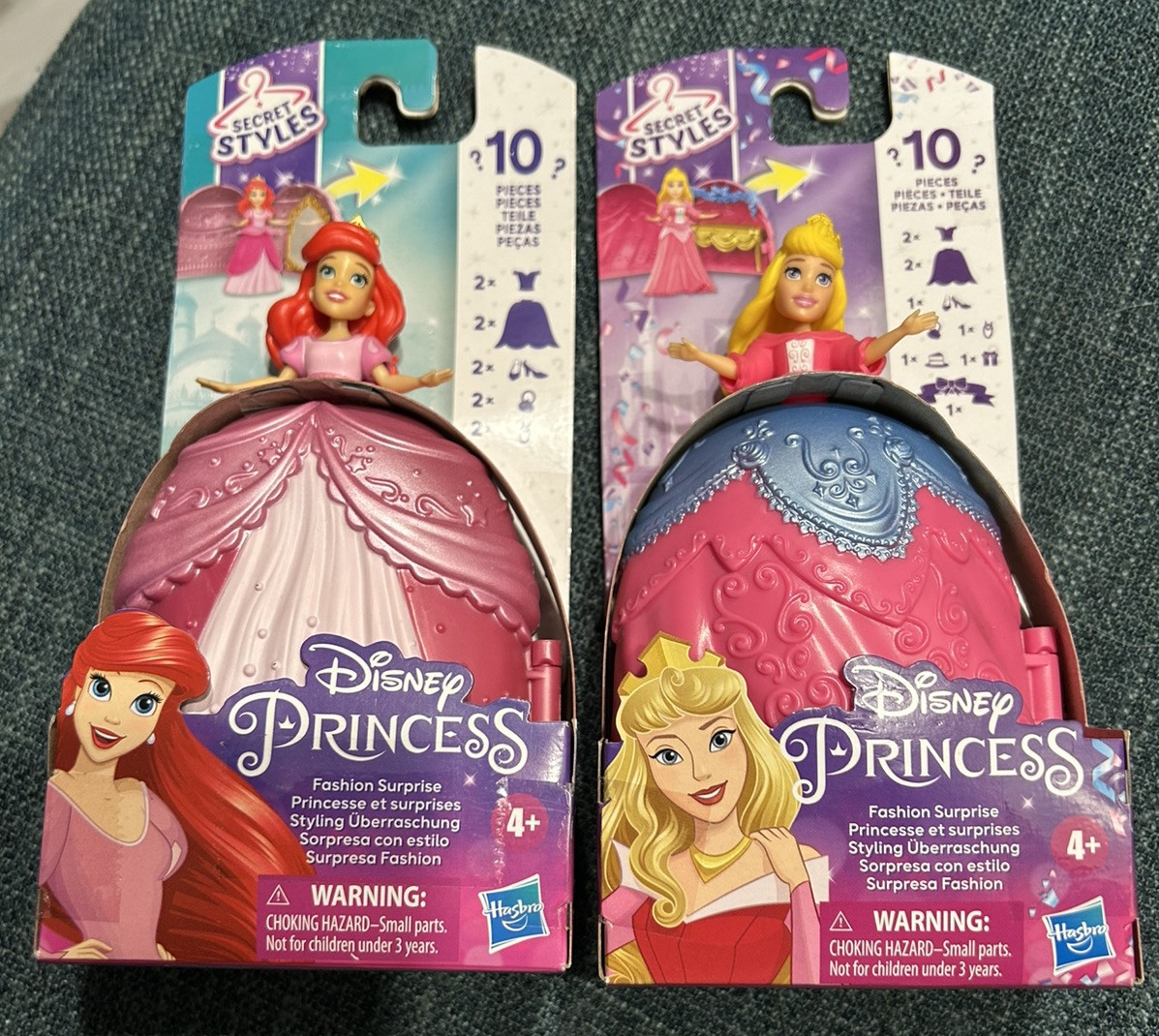 2 Disney Princess Secret Styles Fashion 10 Pcs. Surprise Articulated Figures