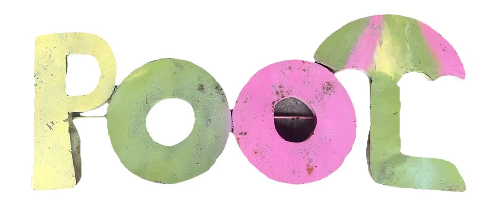 Vintage Collectible Pool  Art Metal Tin Sign Outdoor Bar Pool 1950s motel Ooak - Image 4 of 4