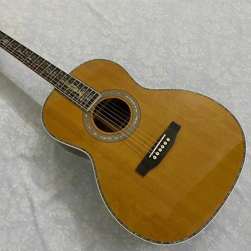 Классическая акустическая гитара 00045 инкрустация абалоном верх из цельной ели черное дерево лад - Изображение 2 из 4