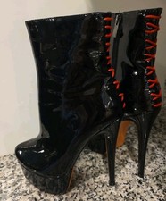 NEW Women Platform Stilettos High Heel Patent Leather Ankle Boots Zip Club Shoes