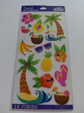 Crafts Stickers Sticko Tropical icons Palm Trees Hibiscus Pineapple Drinks Waves
