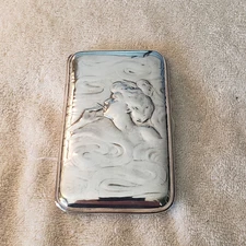 UNGER BROTHERS sterling silver Art Nouveau CIGAR CIGARETTE CASE Woman Smoking