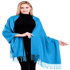 CJ Apparel Blue Thick Solid Color Cotton Blend Shawl Seconds Scarf Pashmina NEW