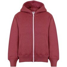 Kids Boys Unisex Plain Fleece Wine Hoodie Zip Up Style Zipper Age 2-13 Years