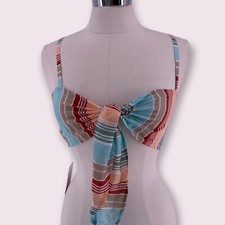 PilyQ Swimwear Adventure Stripe Cleo Tie Top Blue Green Red Tan M/L NWT 92