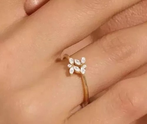 2Ct Marquise Cut Moissanite Floral Design Wedding Ring 14K Yellow Gold Plated