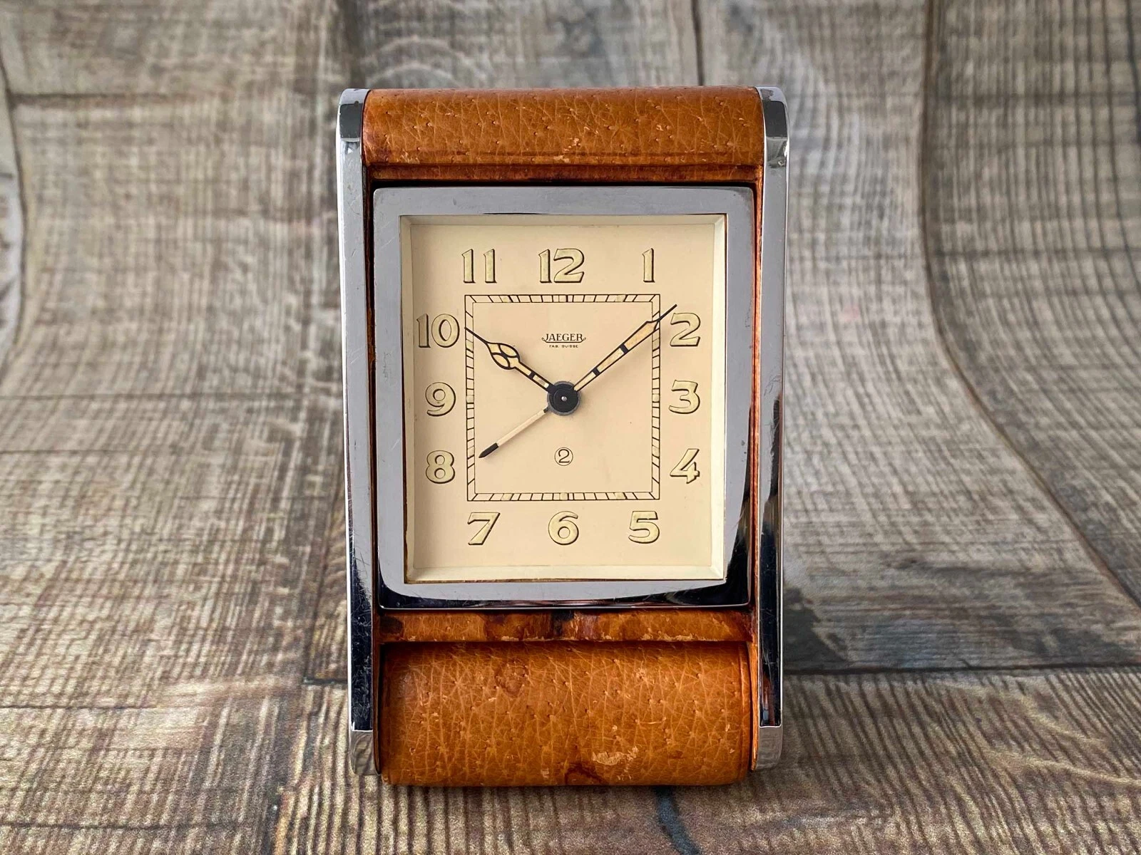 Jaeger LeCoultre — JAEGER 2 DAYS Vintage Alarm Manual Winding Watch TRAVEL CLOCK