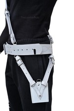 Sword Frog White Leather Belt Sam Browne Genuine Belt With Chrome Fixings .