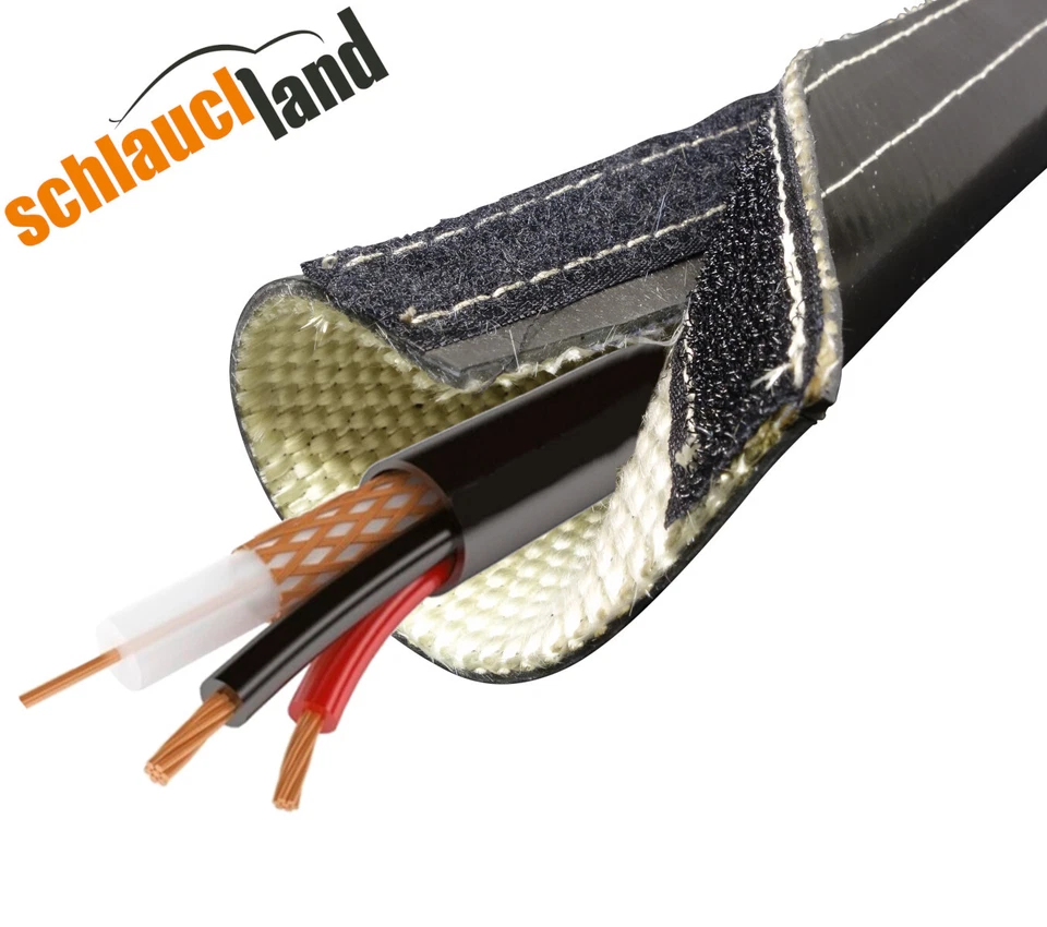 HITZESCHUTZ SCHLAUCH SILIKON KLETT Schutz Kabel Leitung Rohr Glasfaser Isolation - Bild 3 von 4