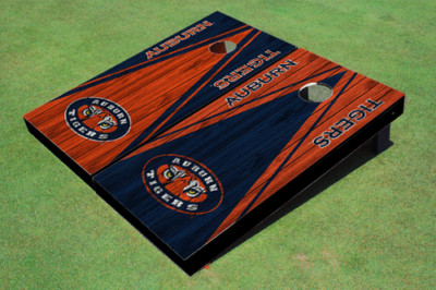 Auburn University ''Tiger Eyes'' Alternating Wood Look Triangle Cornhole Boards