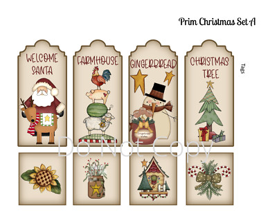 Junk Journal Supplies Prim Christmas Tags Collage Sheet Scrapbook Card Making