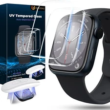 2-Packs UV Hard Glass Screen Protector For iWatch Series 10 9 8 7 6 5 4 3 Ultra 