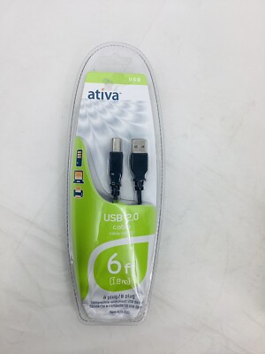 Ativa USB 2.0 Computer - Printer Cable 6 ft Connect 826-620 Laptop Mac PC