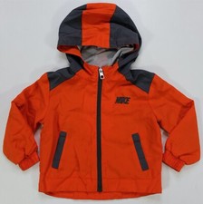Rare VTG NIKE Spell Out Swoosh Full Zip Windbreaker Jacket 2000s Orange Baby 2T