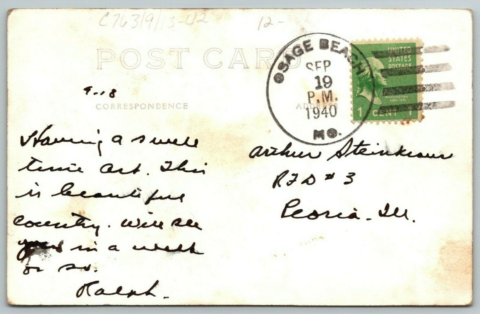 Osage Beach MO~Barber's Grand Glaize Camp~Modern Cottage~Swell Time~1940 RPPC