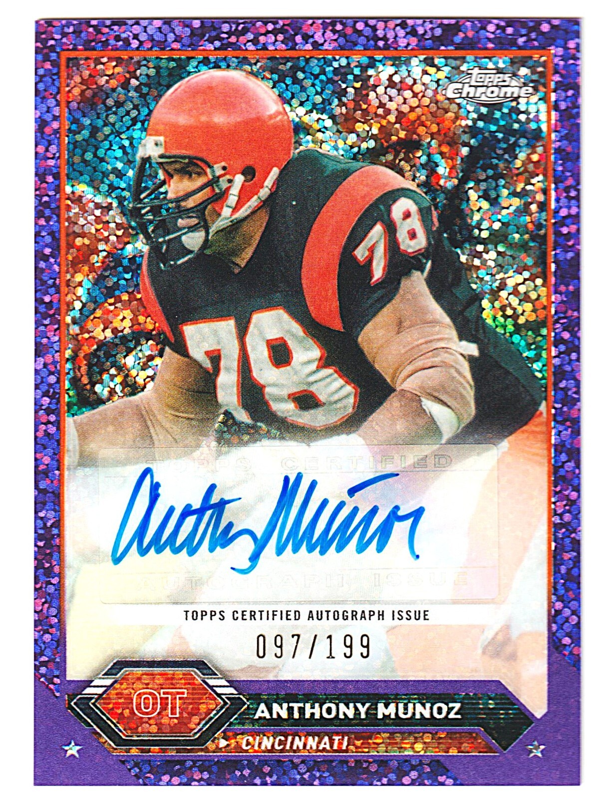 2023 Topps Composite Anthony Munoz Chrome Auto Purple Speckle Refractor /199