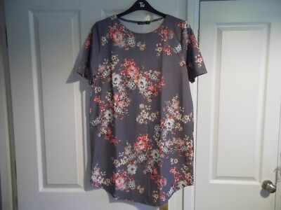 boohoo Ladies Dove Grey Floral Dress - Size 16, EUR 44