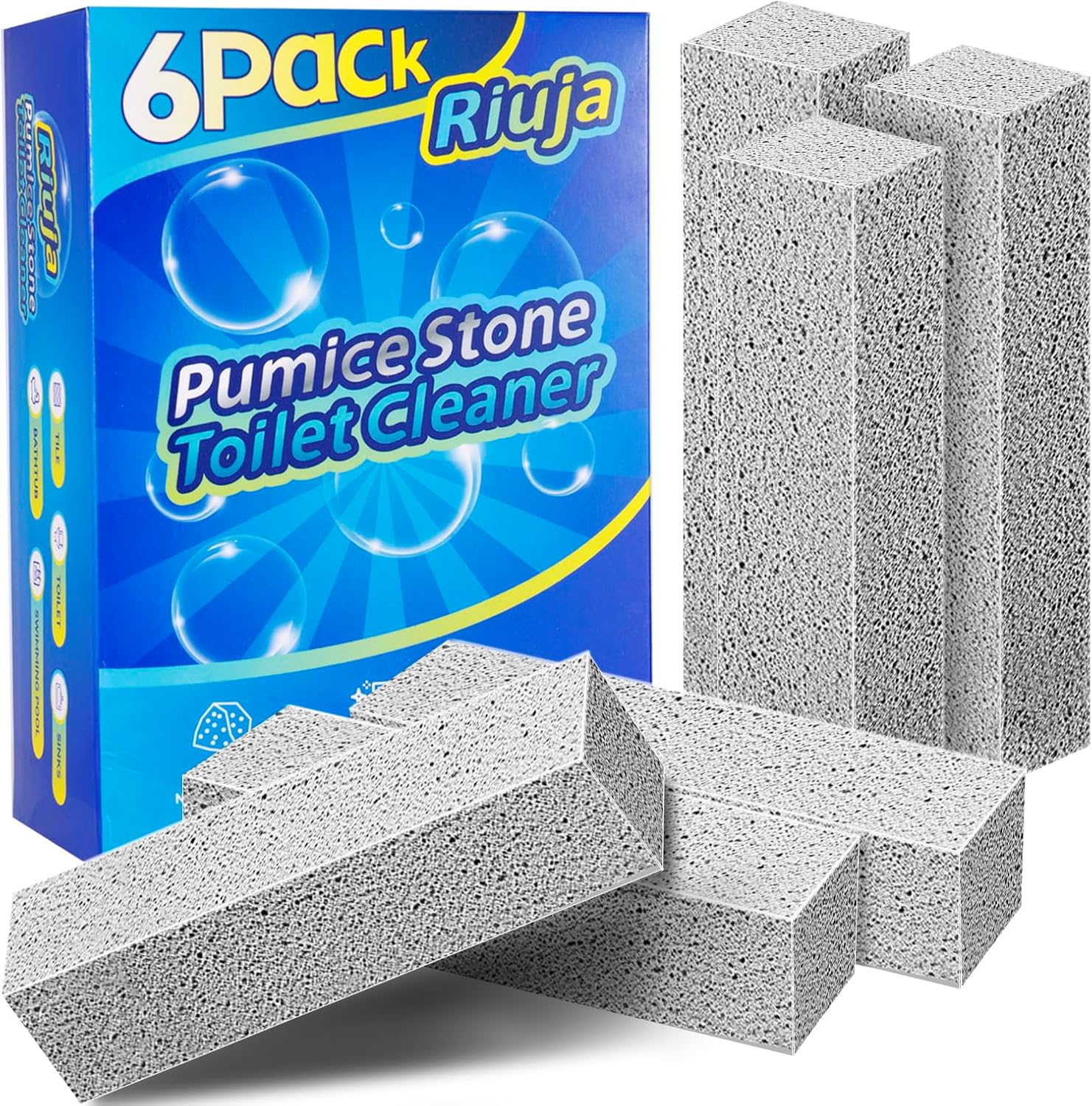 6 Pack Pumice Stone Toilet Bowl Cleaner, Scouring Stick for Toilet Cleaning, Pow
