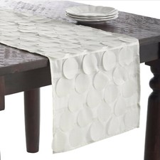 Corredor de mesa oblongo Saro La Molina con círculos 16 x 72 pulgadas vainilla