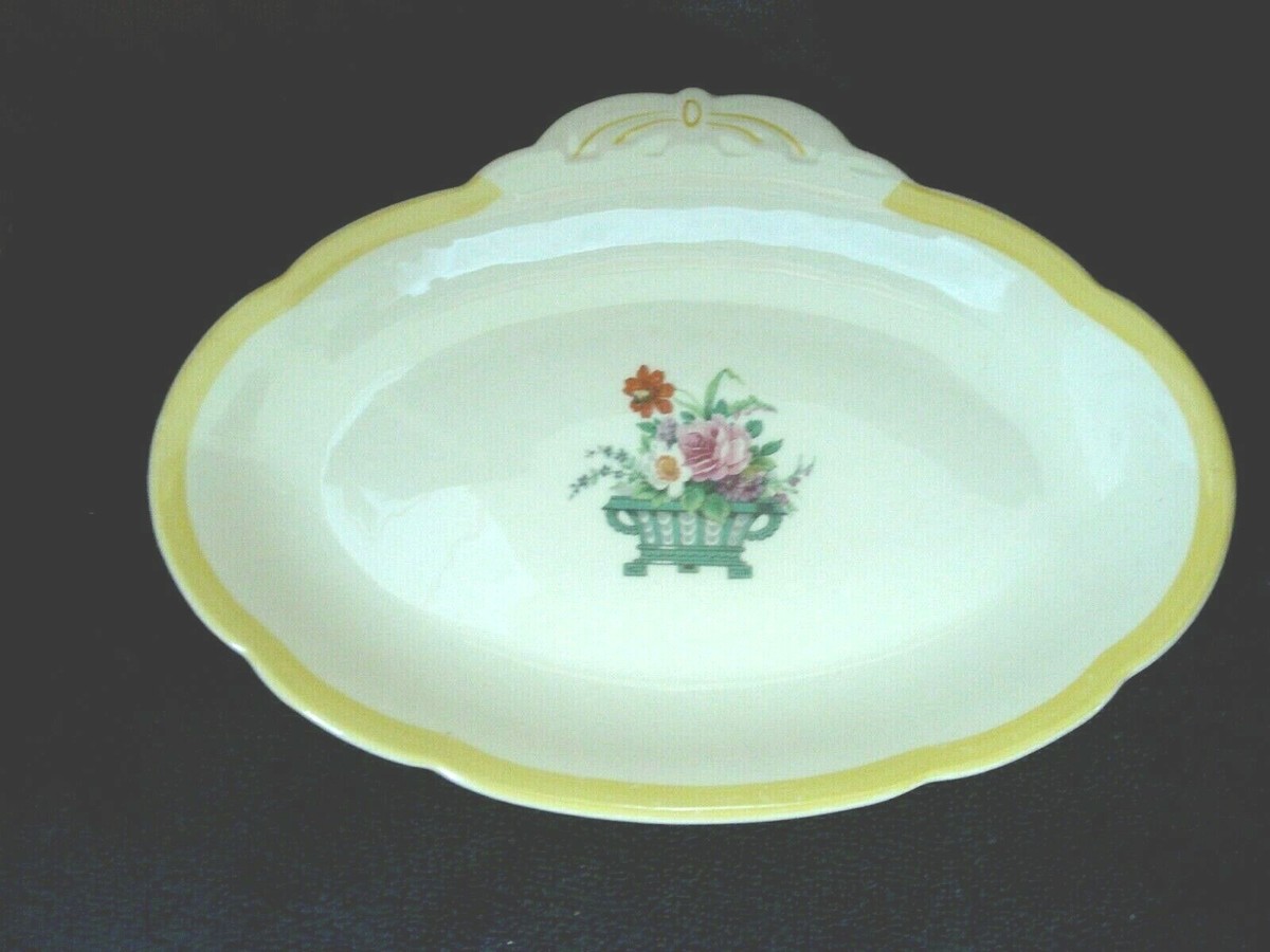 Vintage Woods Ivory Ware England Oval Plate Platter White Yellow