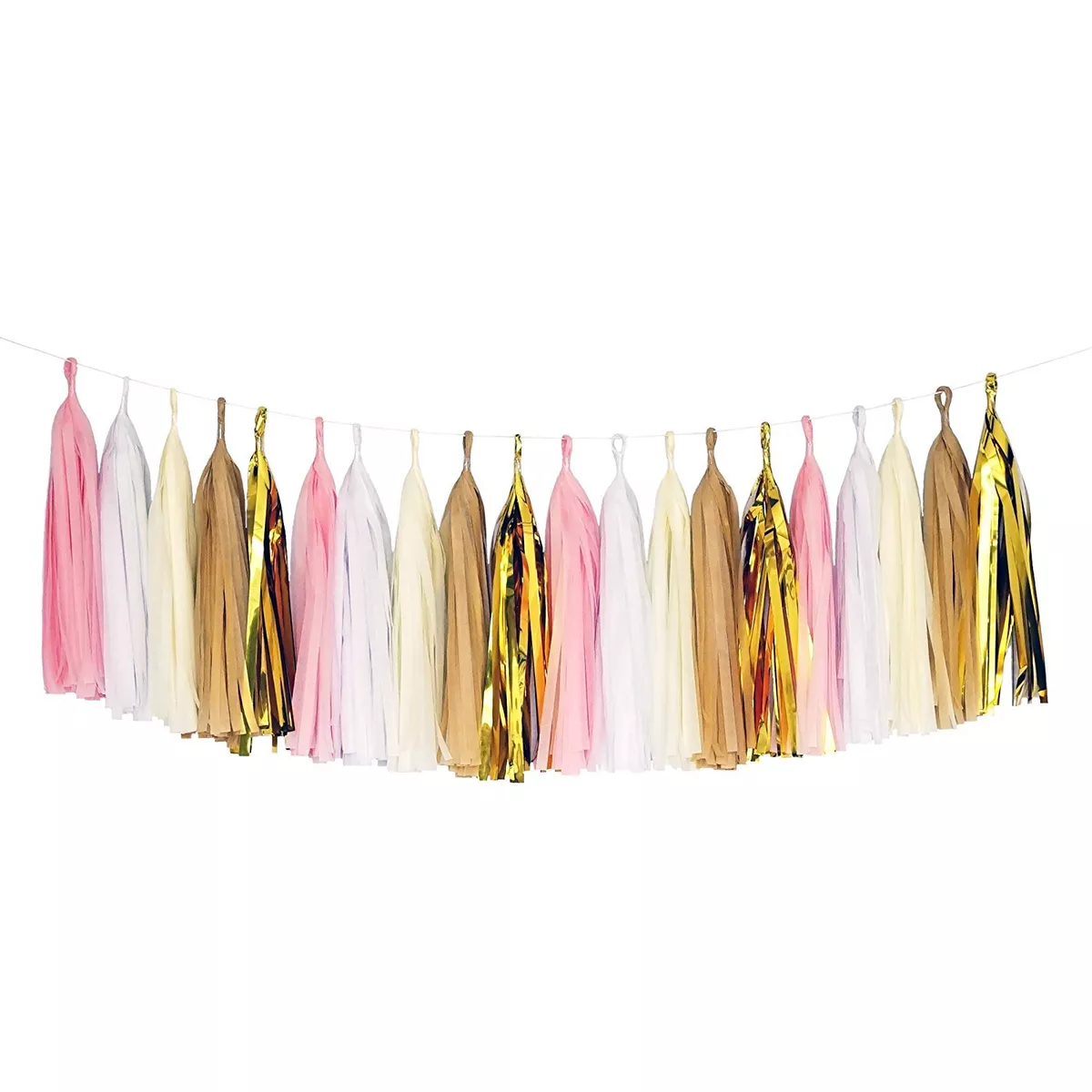Pink White Ivory Tan Gold White Tassel Garland Banner Party
