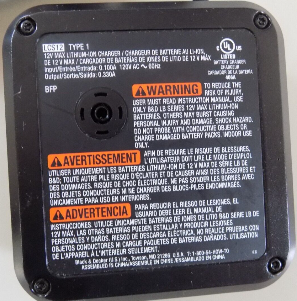 BLACK & DECKER LCS12 LITHIUM 12V BATTERY CHARGER WORKS GREAT eBay