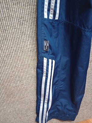 Vintage Adidas Track Pants Size Large Navy Blue Zip Set Ankle 06