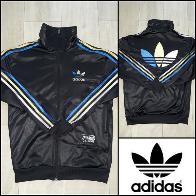 Adidas Chile 62 Rare RÃ©tro Vintage track jacket S/ blue gold silver | eBay