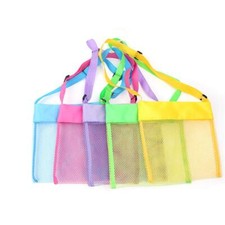 5 Pack Colorful Mesh Beach Bags Breathable Sea Shell Bags with Adjustable Straps