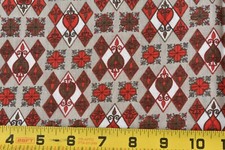 By 1/2 Yd, 36" Wide, Vintage 1940 s-60 s, Red Brown on Tan Quilt Cotton, D859