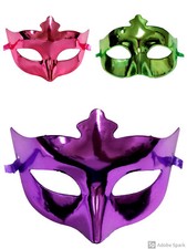 6 colorful Venetian Mardi Gras Masquerade Metallic lot 3 colors Mask