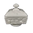 Westmoreland Pedestal White Milk Glass Candy Dish With Finial Lid Glossy Vintage