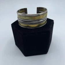 Beautiful Silver And Brass Braided Cuff Bracelet 50 Grams  #A269
