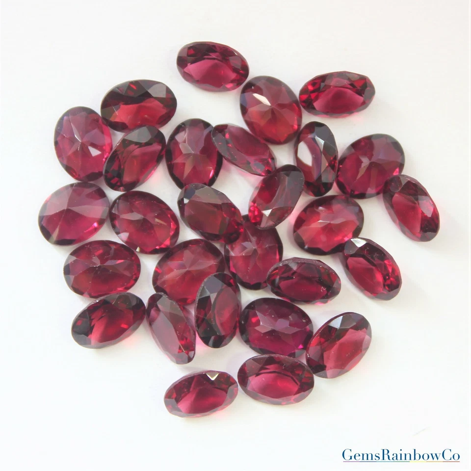 Natural Garnet Raspberry red Rhodolite Oval Faceted 7x5mm & 11x9mm AAA quality - Image 3 of 4