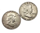1954 & 1954-D Franklin 50C Half Dollar Silver Coins Pair Philadelphia and Denver