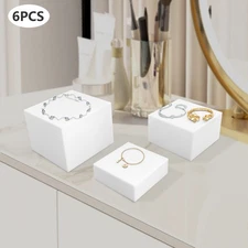 6Pcs White Rectangular Display Stands Pmma Tabletop Stands Three Sizes 11.02Lbs