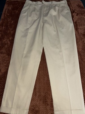 Vintage Callaway Pro Spin Pants 38x33 Pima Cotton Blend Pleated Beige Golfcore