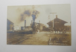 1900er CHICAGO BURLINGTON QUINCY EISENBAHN DEPOT MACOMB ILLINOIS RPPC POSTKARTE