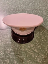 Used Marine Corps USMC Enlisted White Service Cap Hat Military Uniform Cap 6 3/4
