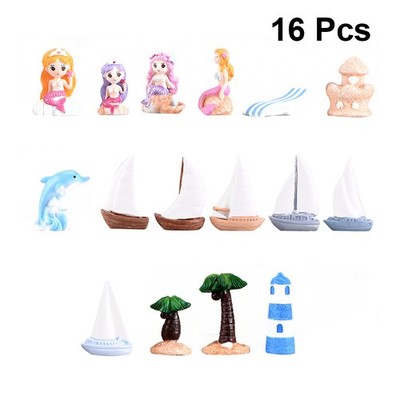 16 Pcs Deko Strand Mikro-Landschaftsornament Strand-Themen-