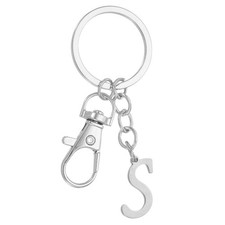 Initial Letter Key Chains, Letter S Key Chain Pendant Key Ring, Silver