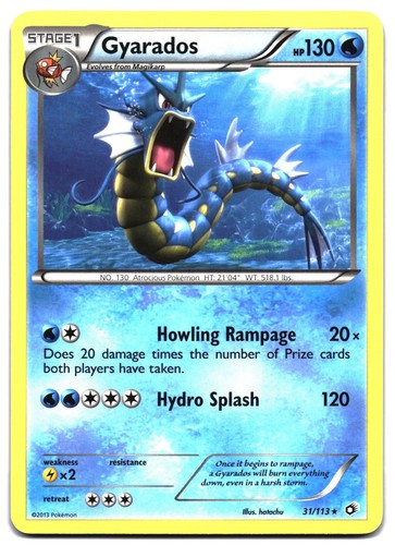 Gyarados 31/113 Rare Legendary Treasures Pokemon B