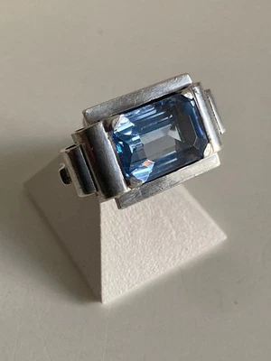 ANCIEN Bague argent 54 ART DECO Crystal Sterling silver Ring Anello ANTIQUE - Photo 1/4