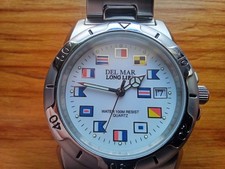 Orologio DEL MAR LONG LIFE Uomo Quarzo Stile Subacqueo 100M Bandiere Nautiche