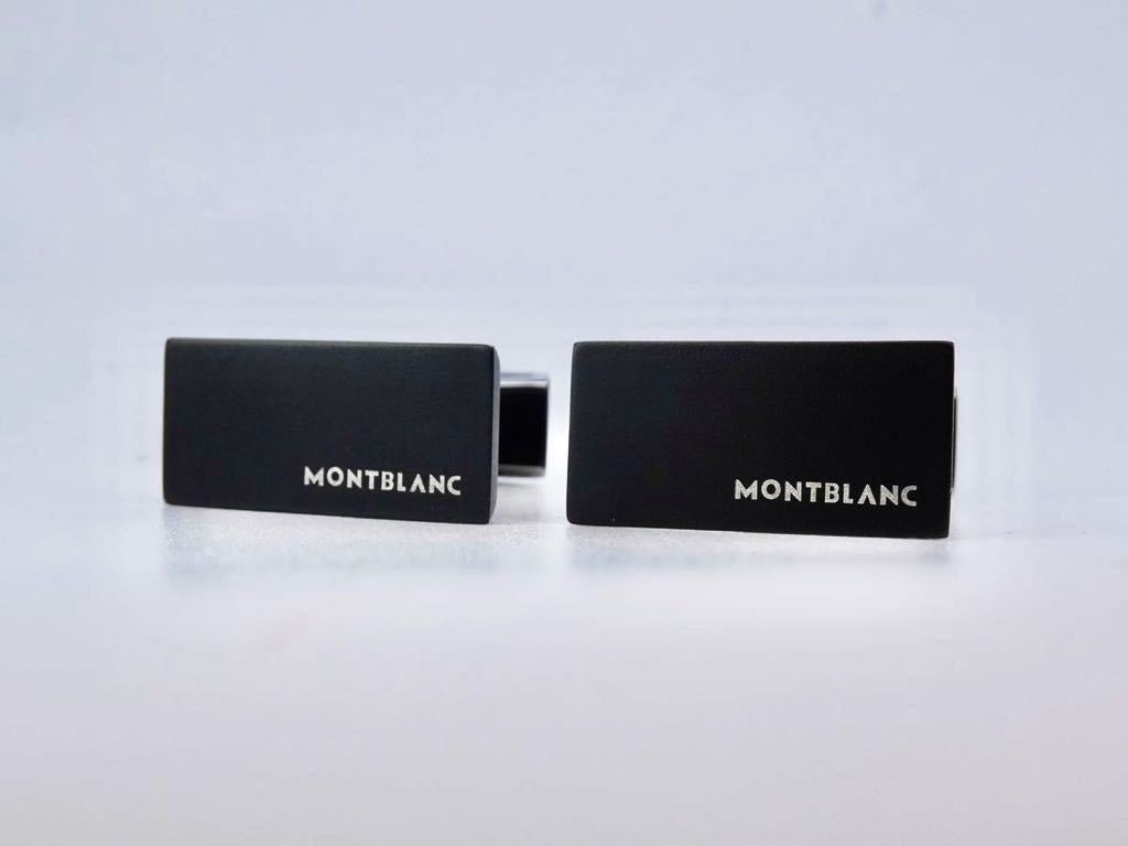 Montblanc Black Rectangular Cufflinks In Steel Ma… - image 1